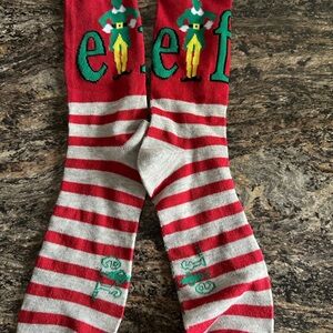 Brand New Christmas Elf Red and White Striped Socks